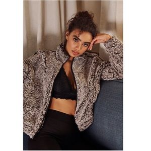 Garage fuzzy zip up jacket